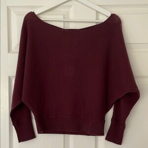 Cashmere  Off-the-Shoulder Maroon Sweater